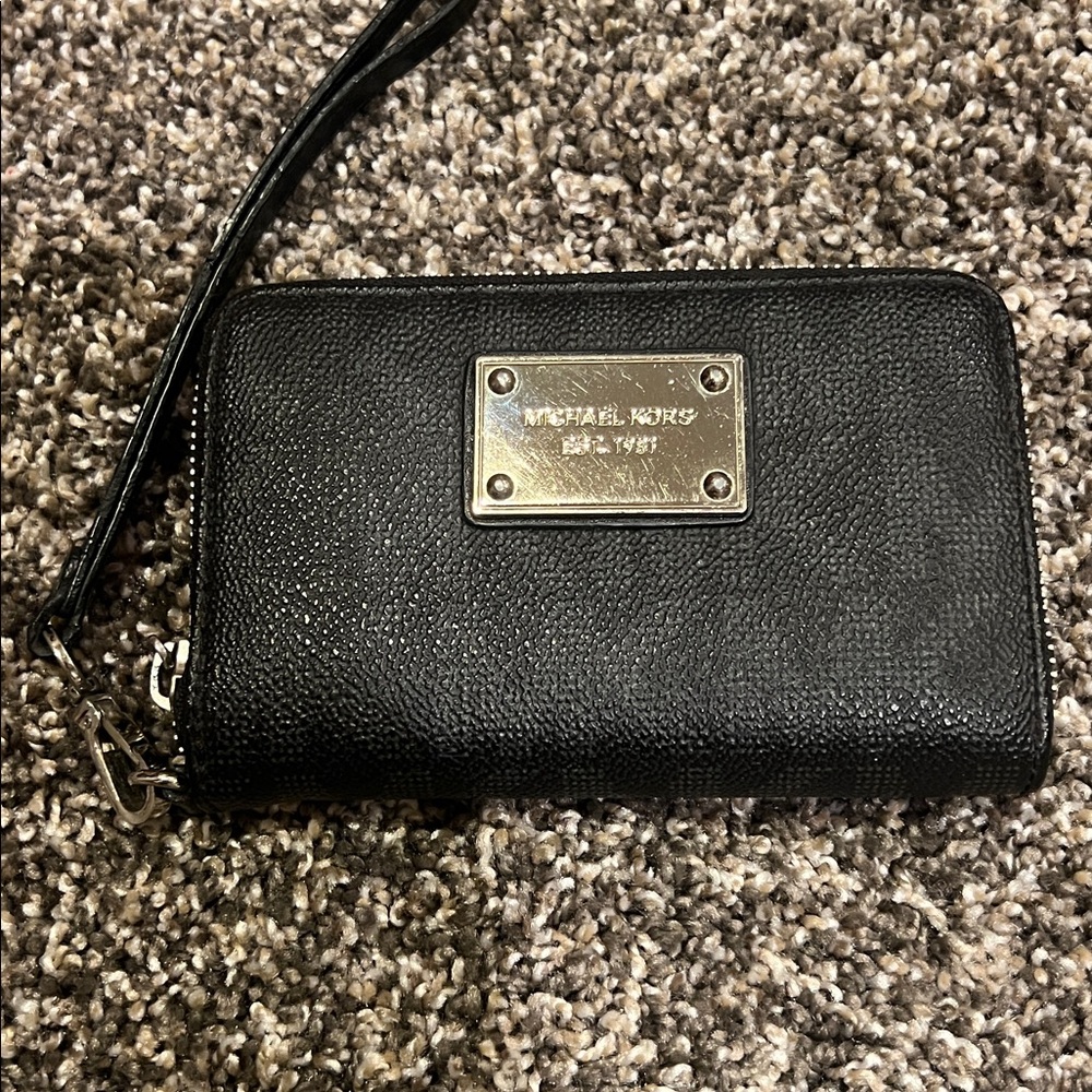 Michael Kors Black Textured Wristlet